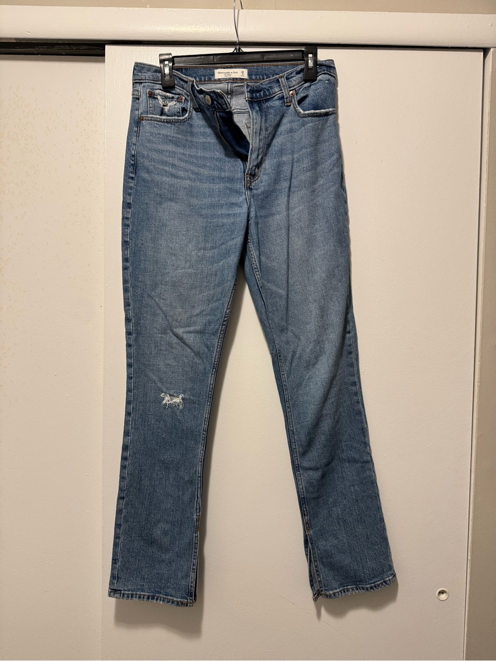 Abercrombie & Fitch Mid-Rise Light Blue Straight-Leg Jeans